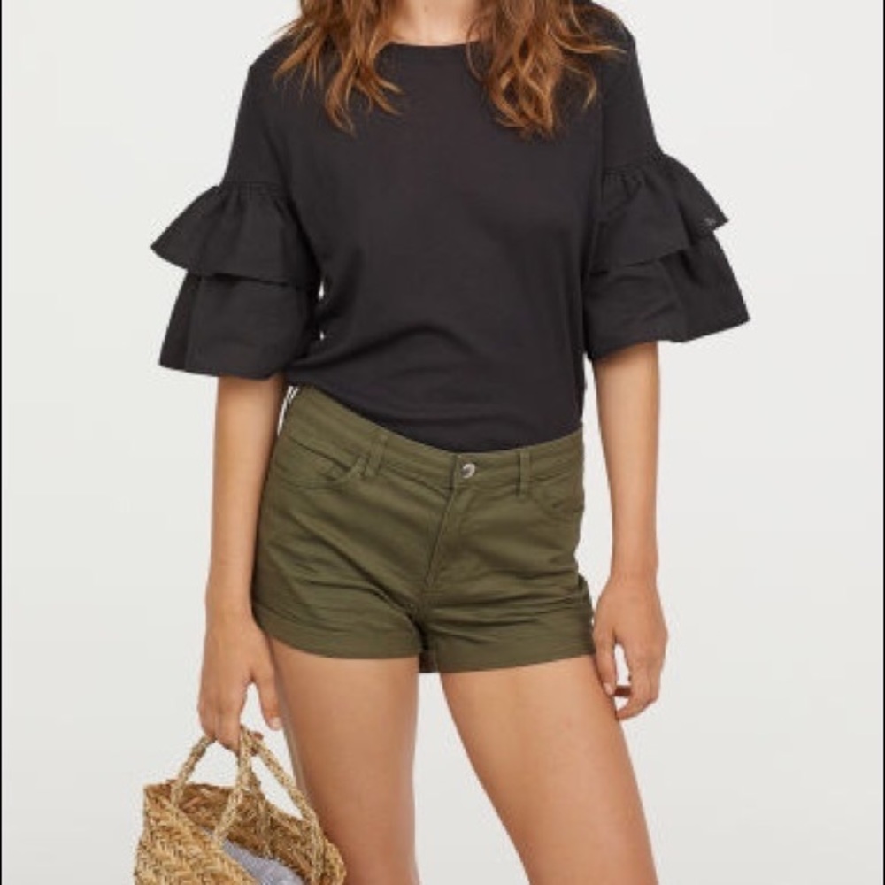 H&M Olive Mid-Rise Shorts